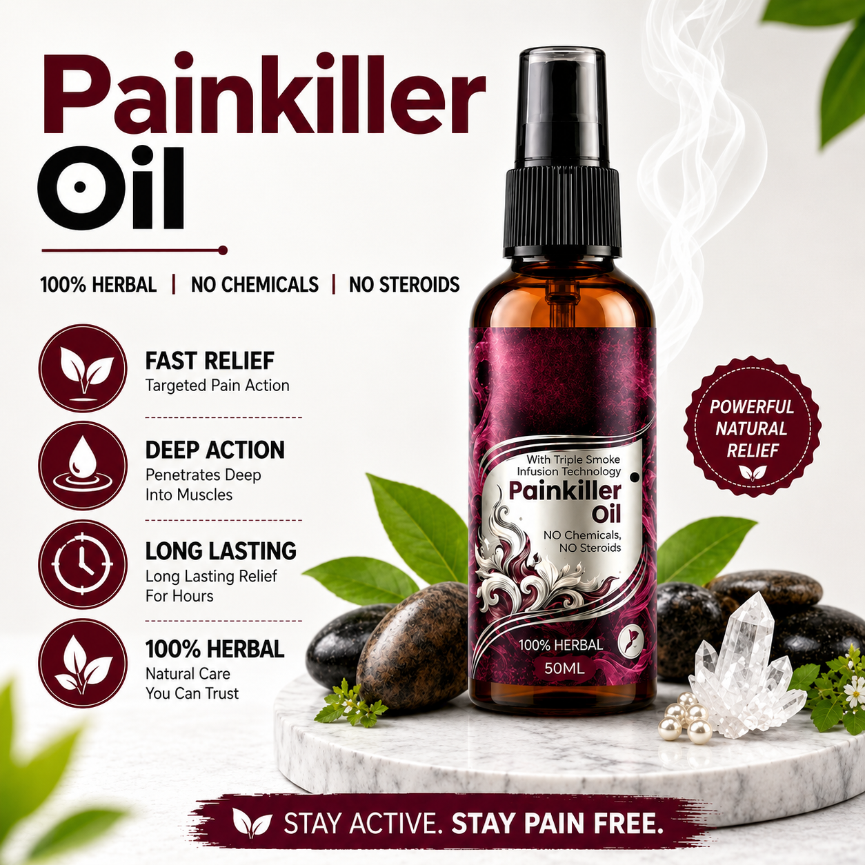 Herbal Pain Relief & Massage Oil with Smoke Effect | Buy 1 Get 1 FREE